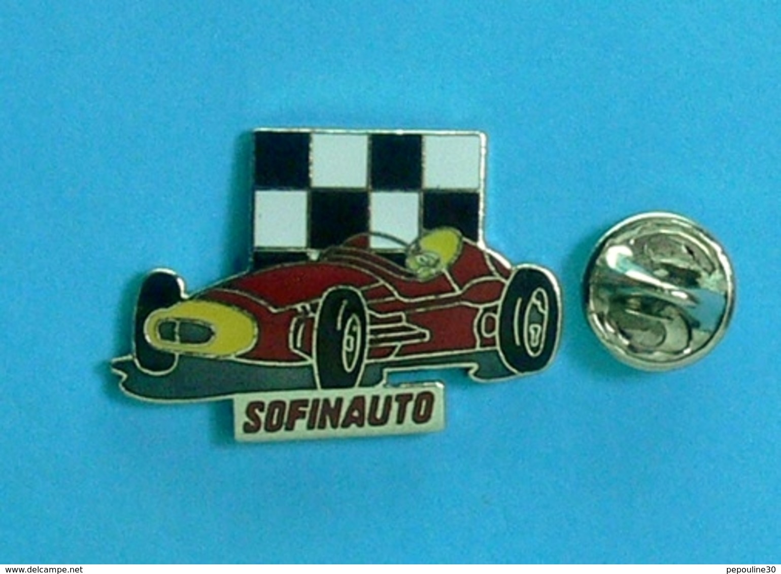 1 PIN'S //   **  FERRARI 500 F2 / DRAPEAU A DAMIER / SOFINAUTO ** - Ferrari