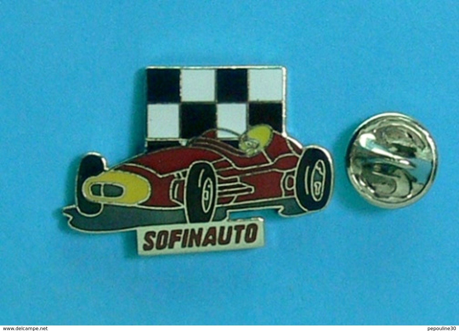 1 PIN'S //   **  FERRARI 500 F2 / DRAPEAU A DAMIER / SOFINAUTO ** - Ferrari