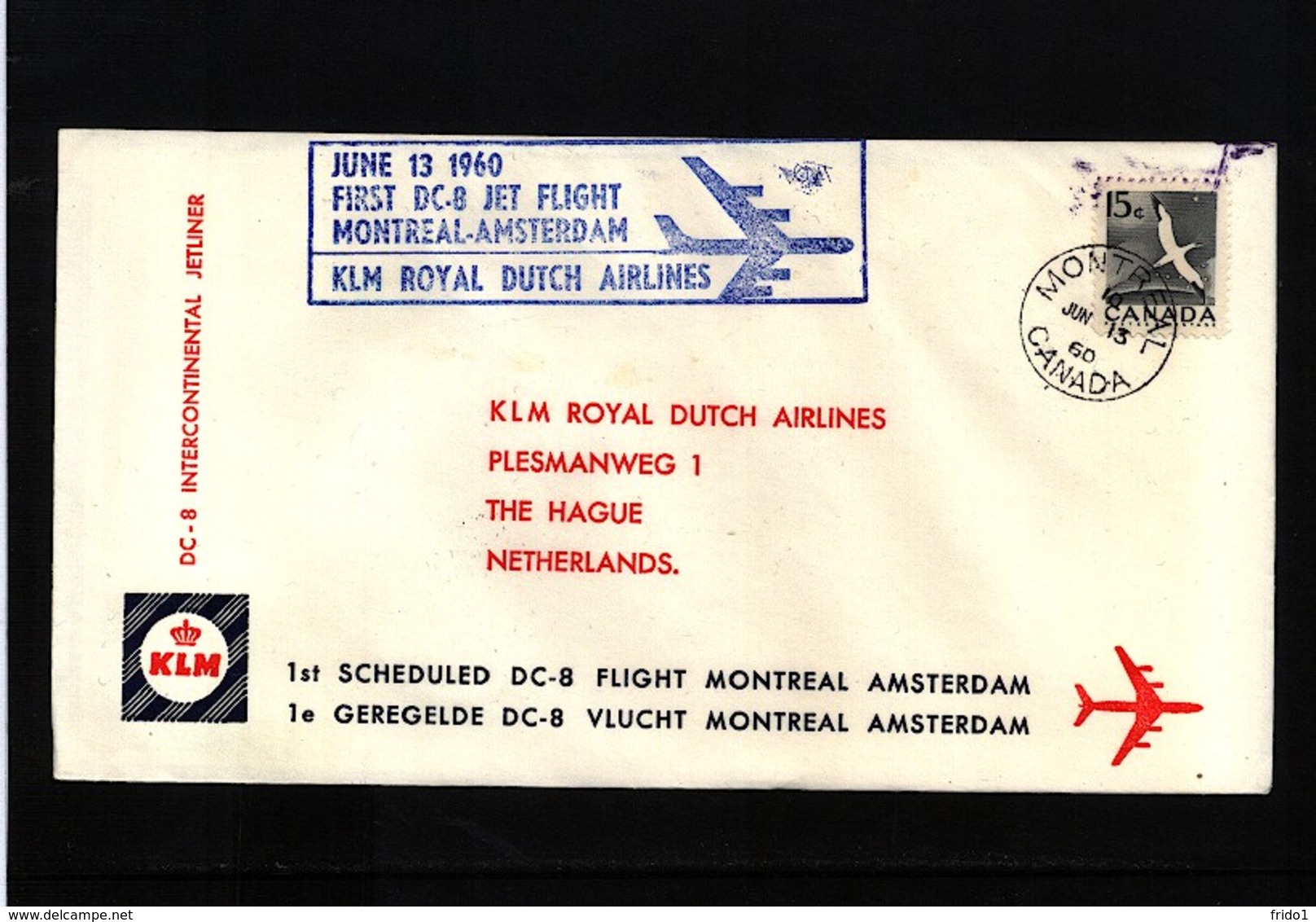 Netherlands 1960 KLM First Flight Montreal - Amsterdam - Covers & Documents