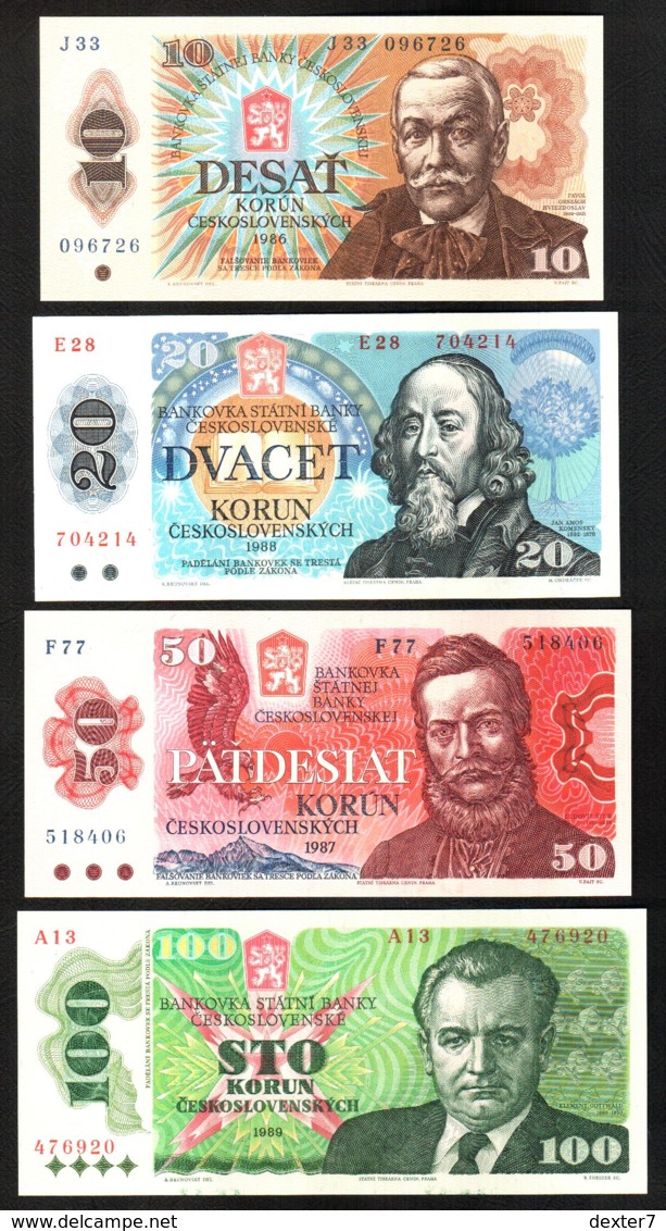 Czechoslovakia 10, 20, 50, 100 Korun UNC Tchécoslovaquie Cecoslovacchia Czechoslovakia - Cecoslovacchia