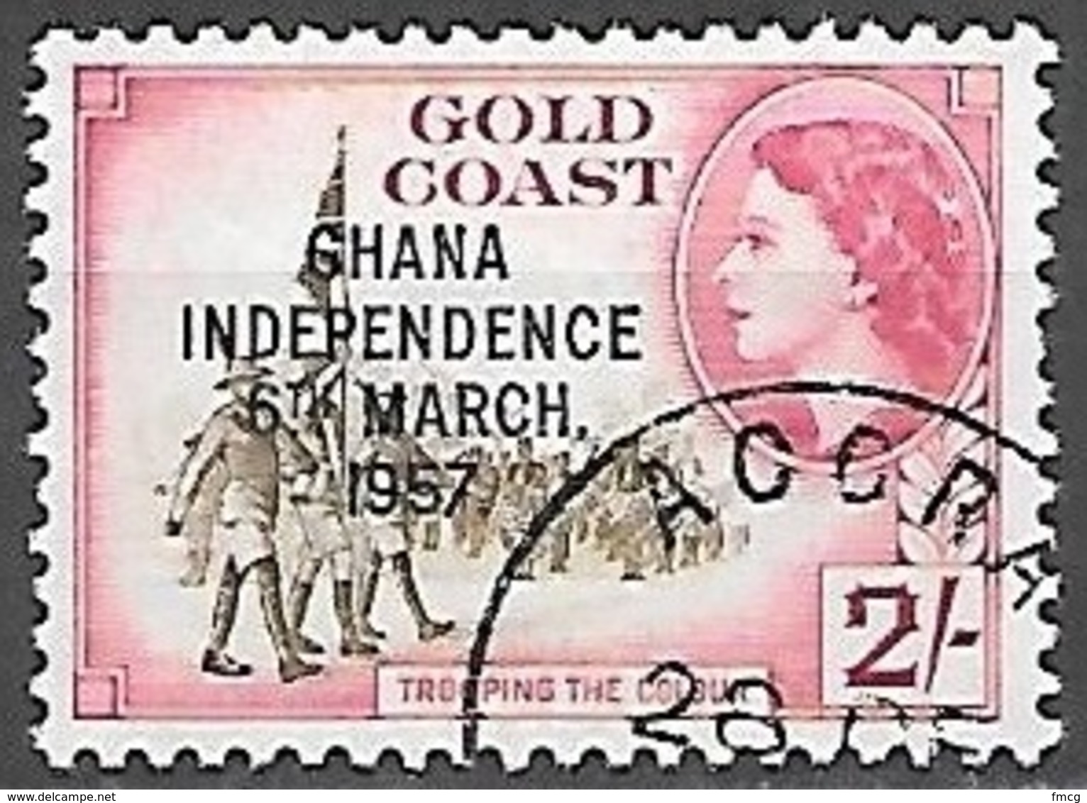 1957 Queen Elizabeth, Independence Overprint, 2sh, Used - Ghana (1957-...)