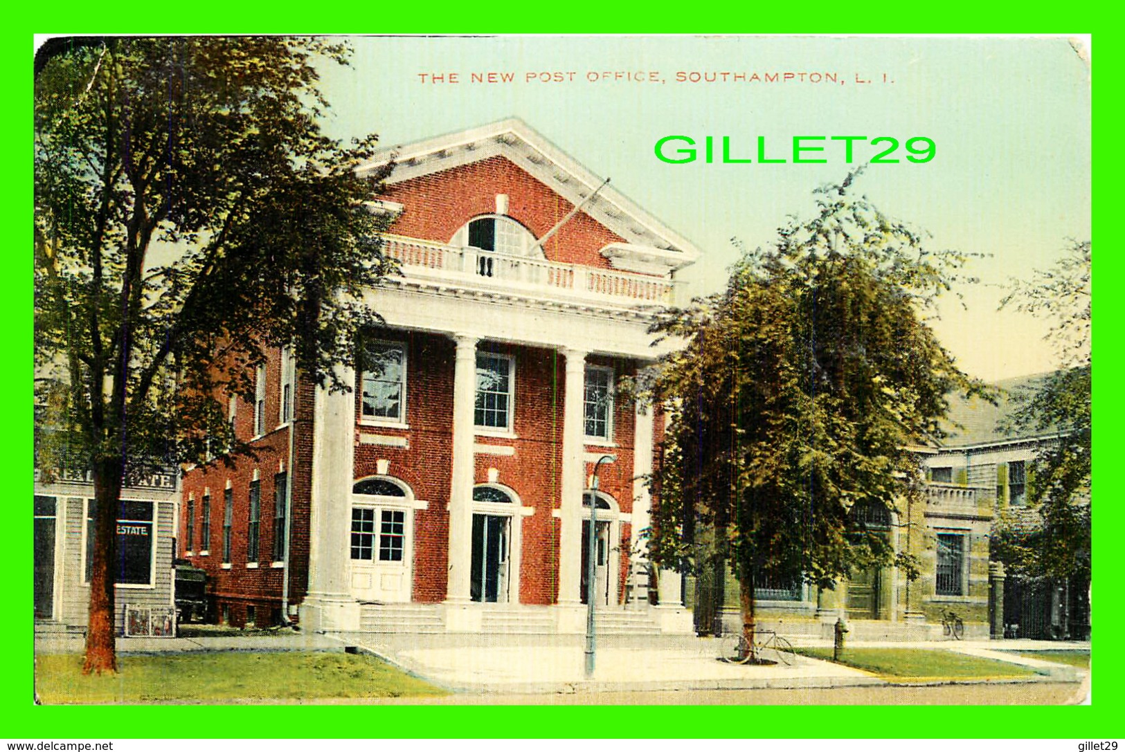 SOUTHAMPTON, NY - THE NEW POST OFFICE - TRAVEL IN 1914 - 3/4 BACK - - Long Island