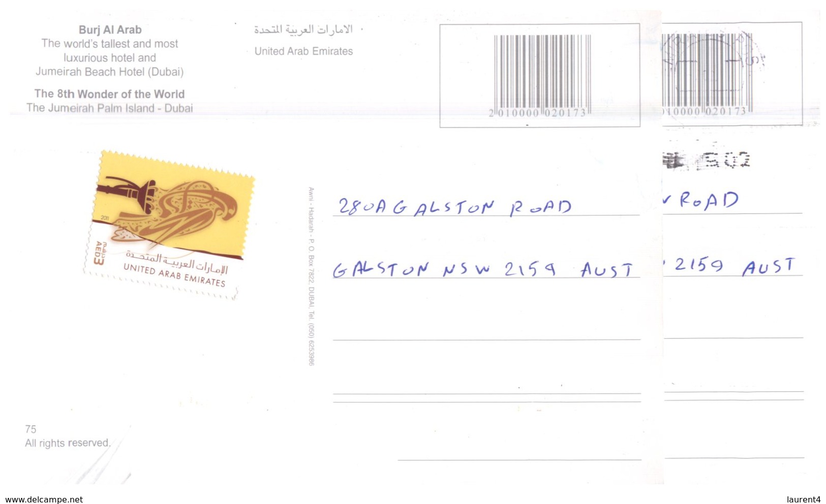 (741) United Arab Emirates - UAE - Dubai (with Eagle Stamp At Back Of Card) - Emirats Arabes Unis