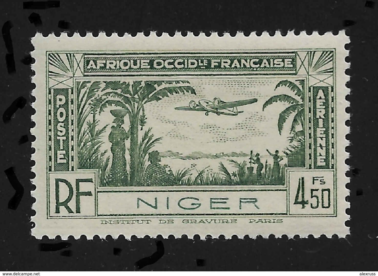 Niger 1940,Omnibus Air Mail 4.50fr,Scott # C3,XF Superb MNH**OG (FR-1) - Unused Stamps