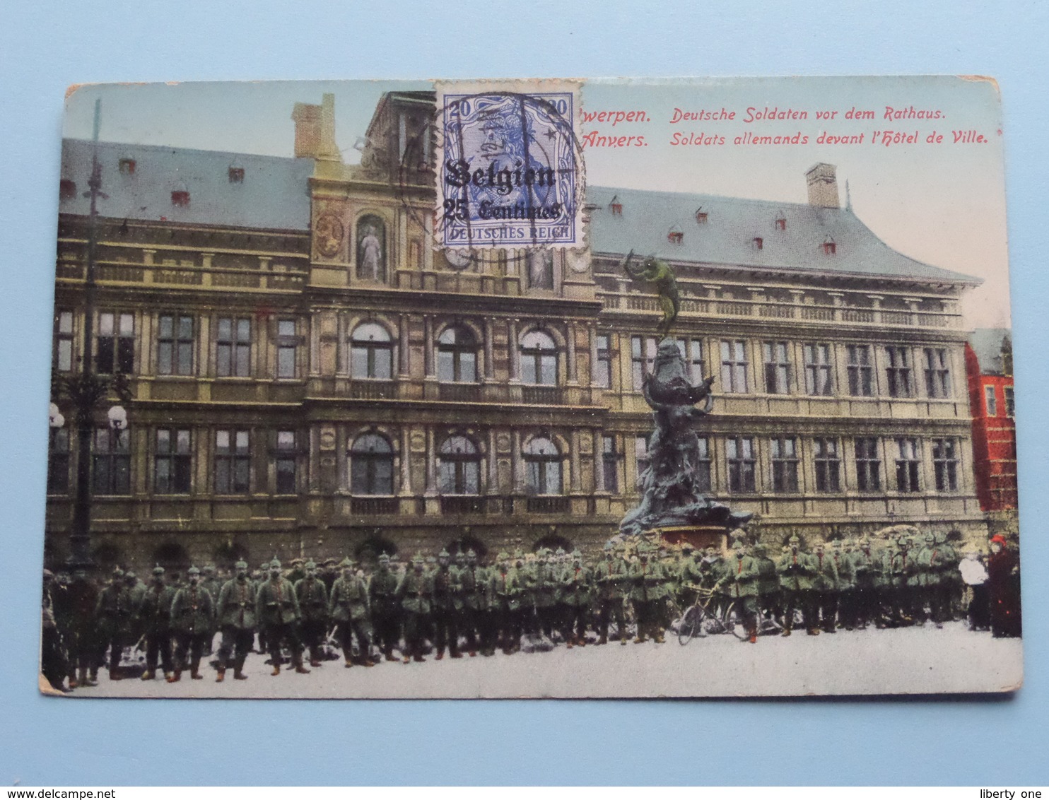 Antwerpen - Deutsche Soldaten Vor Dem Rathaus / L'Hôtel De Ville ( N. Sch. Brux.... ) 1915 ( Zie Foto's ) ! - Guerre 1914-18