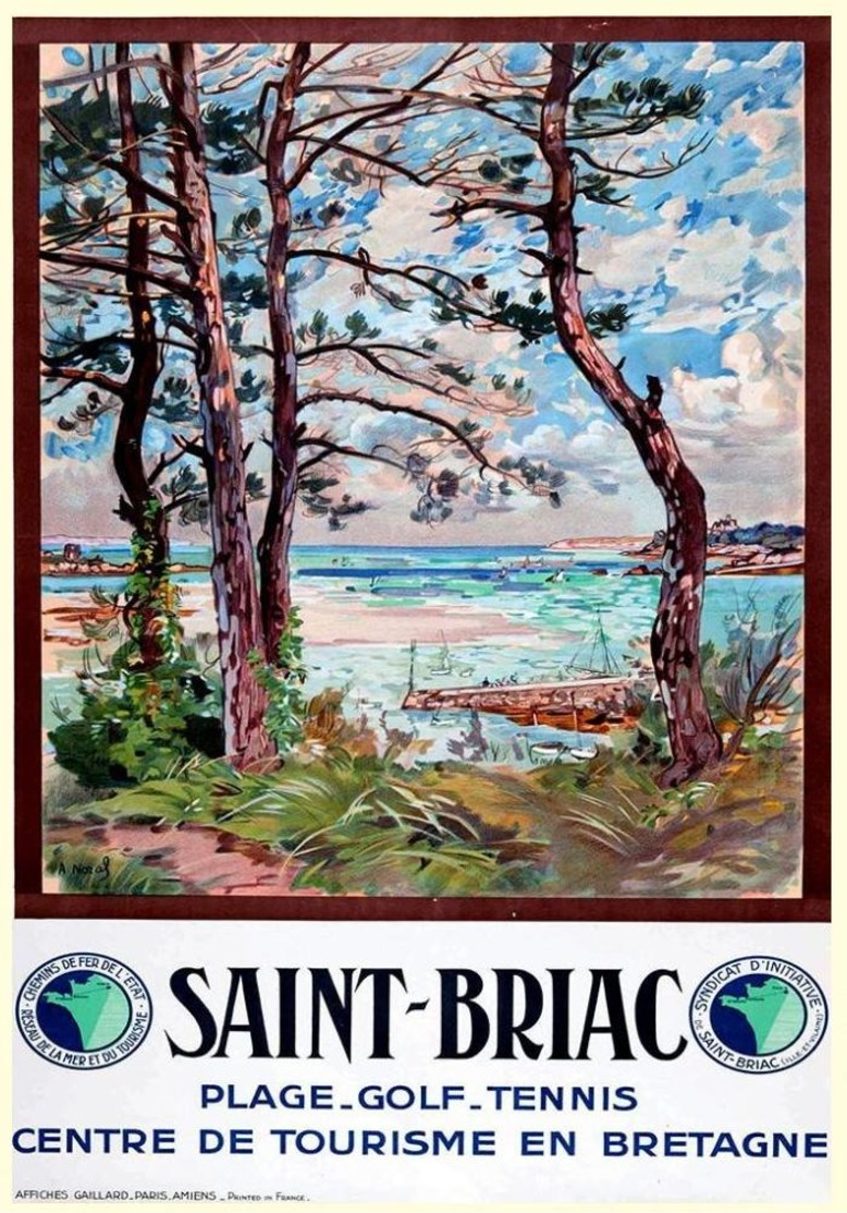 France Travel Postcard Saint-Briac Plage-golf-tennis 1930 - Reproduction - Pubblicitari