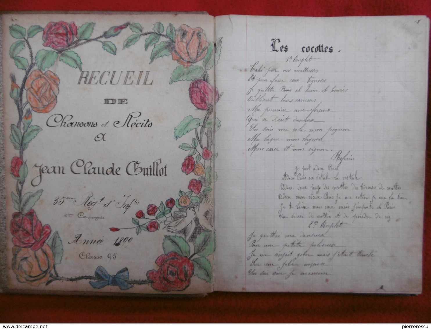 MANUSCRIT ILLUSTRE PAR JEAN CLAUDE GUILLOT 35 REGIMENT D INFANTERIE 1899 - Manuscripts