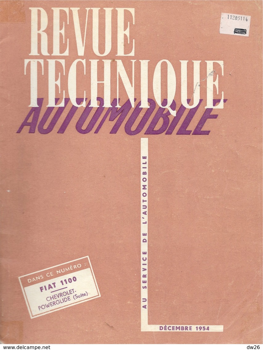 Revue Technique Automobile Décembre 1954 - N° 104: Fiat 1100, Chevrolet Powerglide - Auto