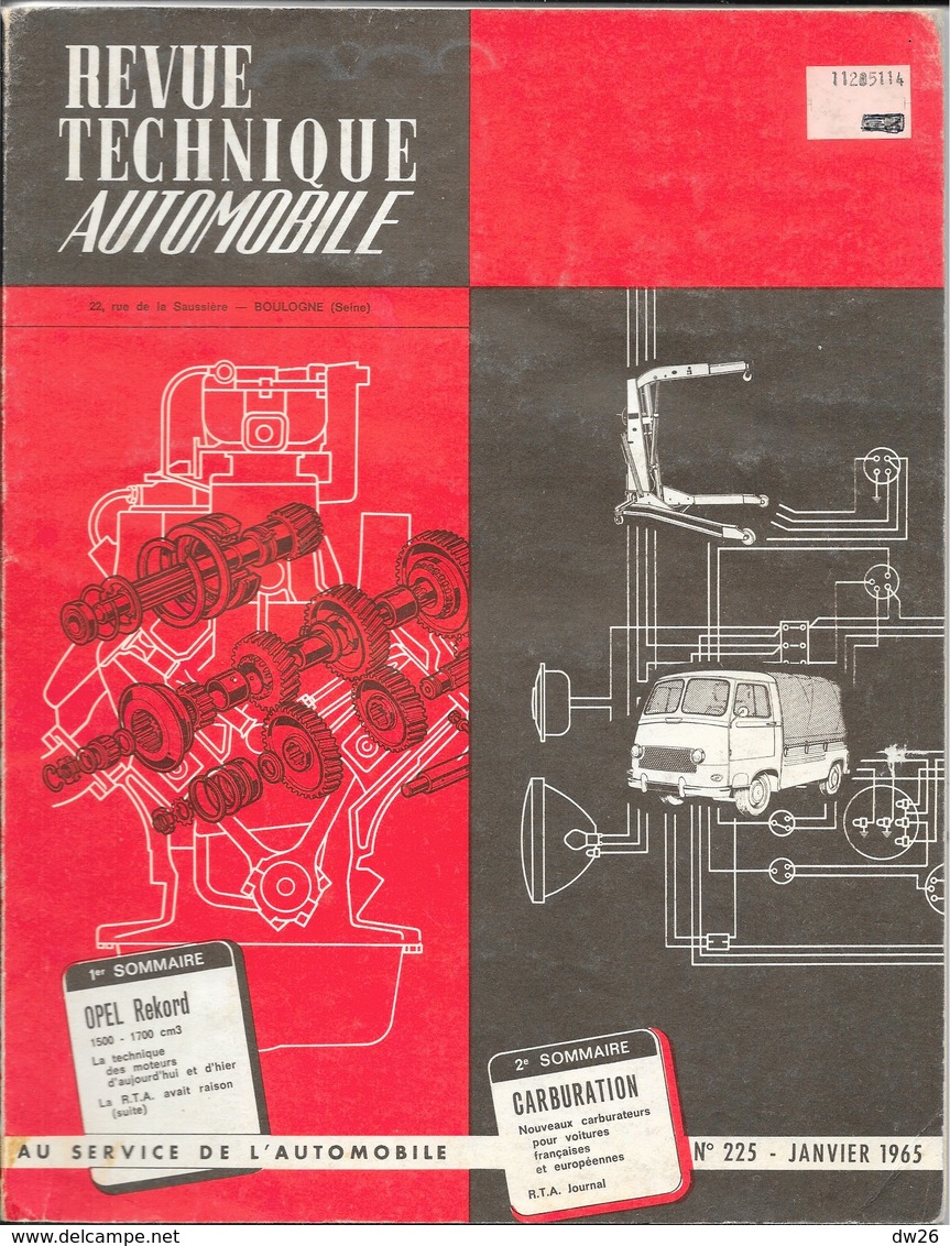 Revue Technique Automobile Janvier 1965 - N° 225: Opel Rekord, Carburation - Auto