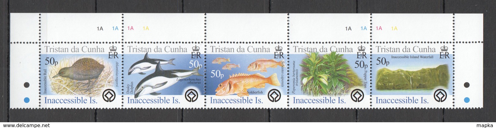 S045 TRISTAN DA CUNHA INACCESSIBLE ISLAND FAUNA BIRDS MARINE LIFE #850-4 !!! MICHEL 12 EURO !!! SET MNH - Autres & Non Classés