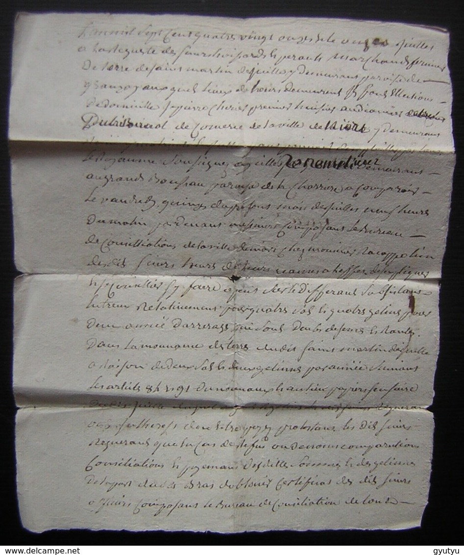 1791 Généralité De Poitiers, Document Concernant Jacques Brar (à Déchiffrer) - Manuskripte