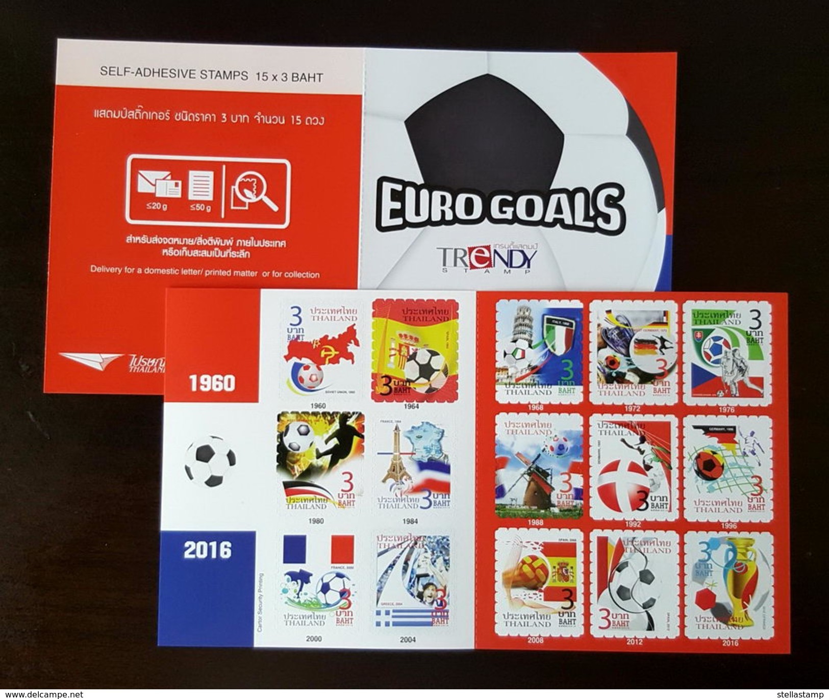 Thailand Booklet Stamp 2016 Self Adhesive EURO Football - Thailand