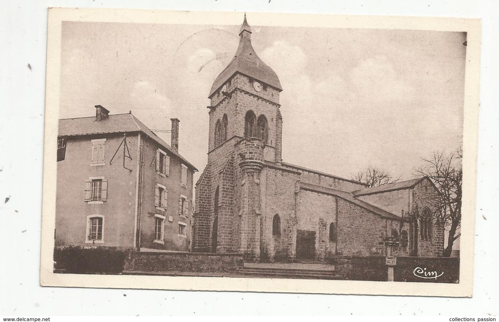 Cp , 63 , SAINT GERVAIS D'AUVERGNE ,église ,voyagée 1951 - Saint Gervais D'Auvergne