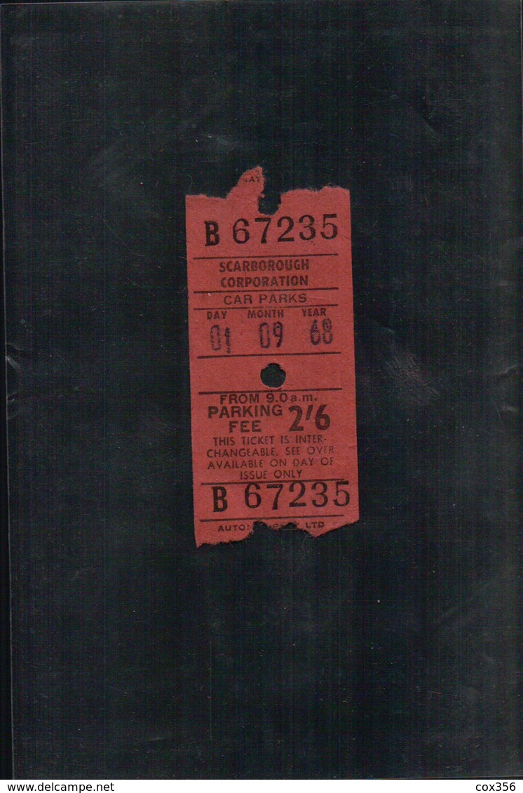 TICKETS D’ENTRÉE CAR PARKS AT OWNER'S RISK 1968 - Tickets D'entrée