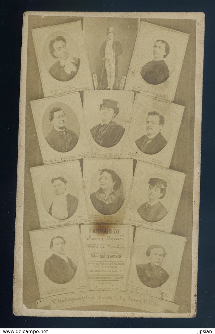 Photo-montage CDV Originale 1865 Champs-Elysees Folies-Marigny Theatre  CDV18 - Célébrités