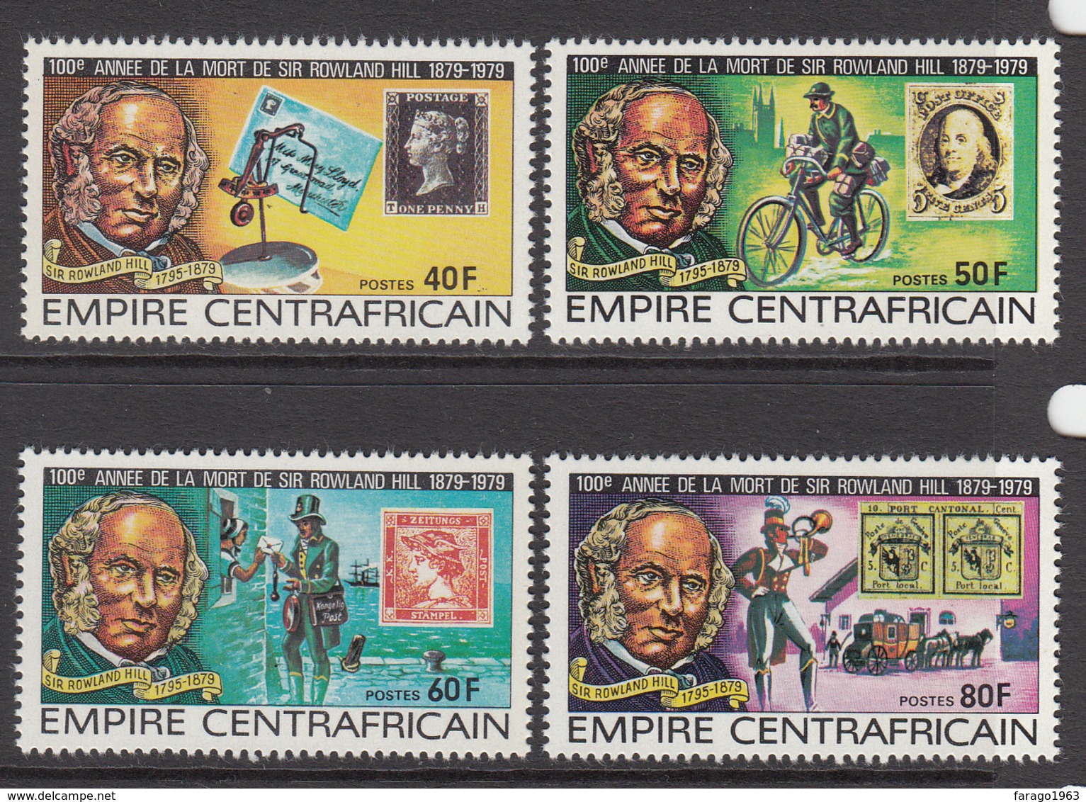 1978 Central African Republic Sir Rowland Hill Originator Of Penny Black Set Of 4 MNH - Repubblica Centroafricana