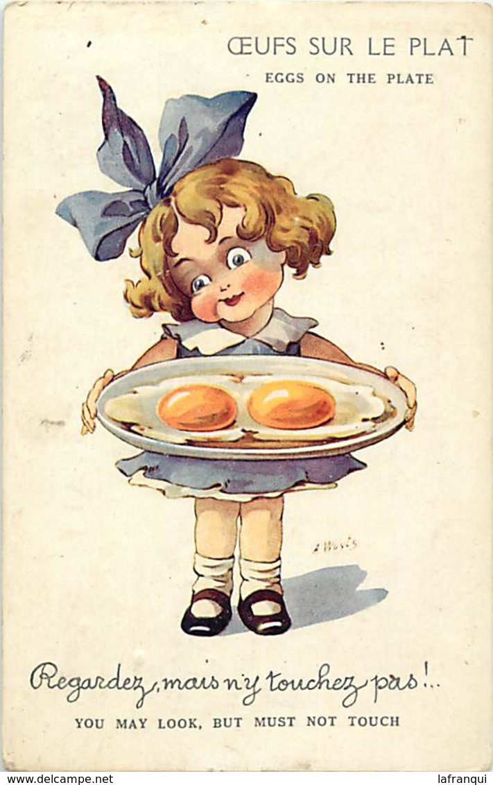 Themes Div- Ref Y976- Illustrateurs - Illustrateur Wuyts  - Enfants - Les Oeufs Au Plat - Eggs -  Carte Bon Etat - - Wuyts