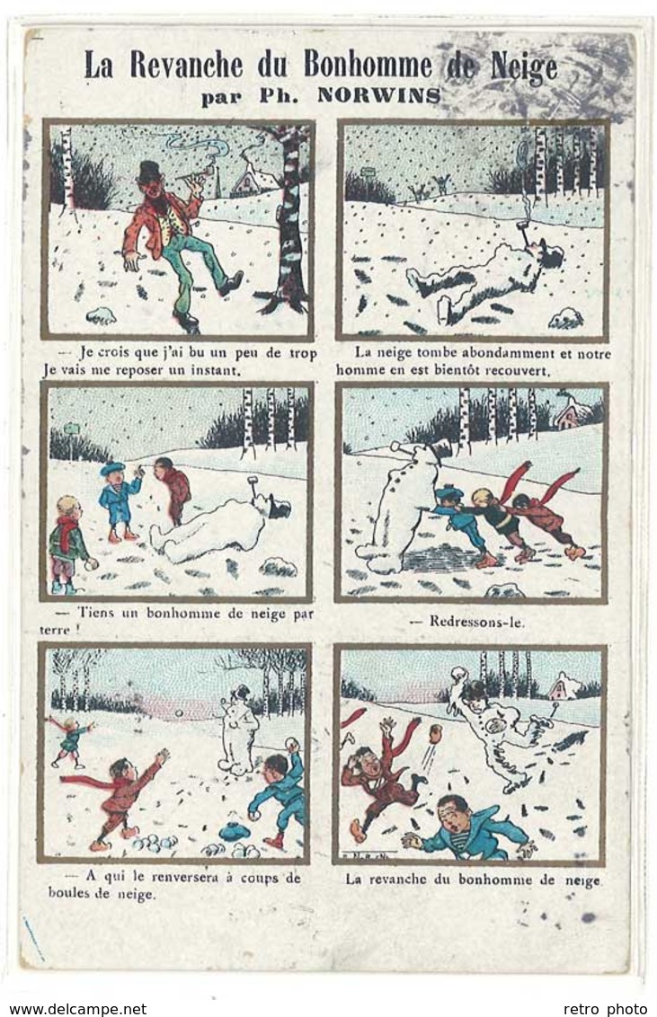 Cpa Signée Norwins - La Revanche Du Bonhomme De Neige ( S. 3474 ) - Norwins