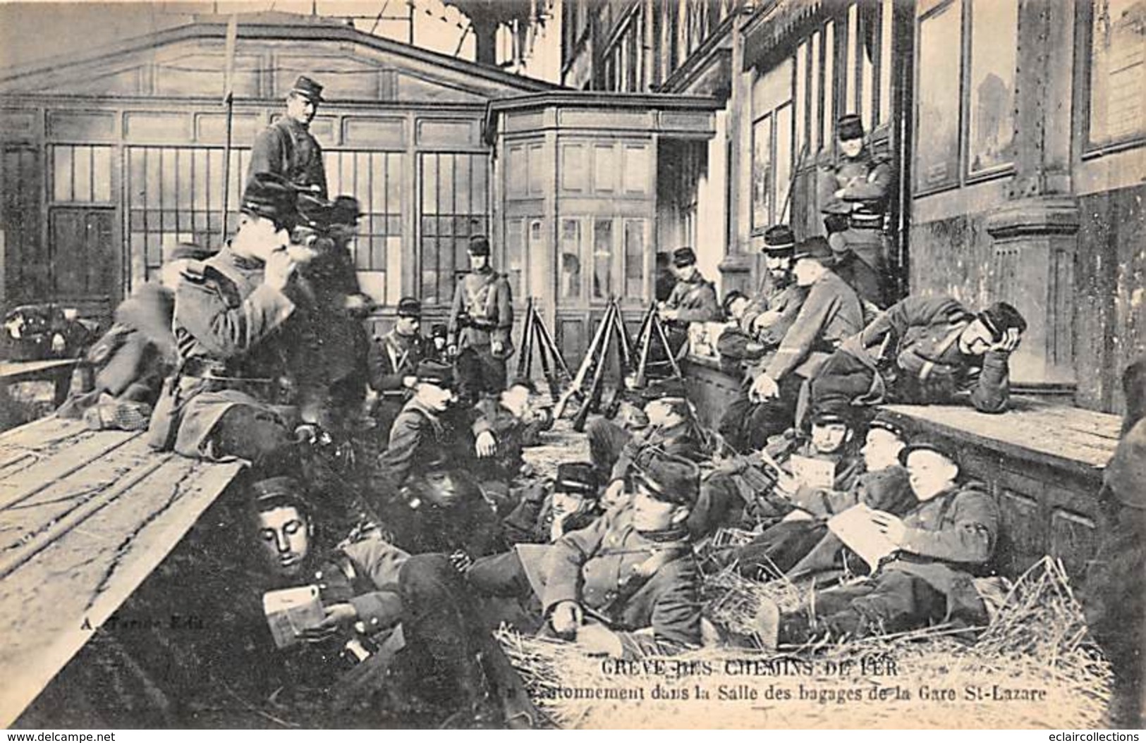 Paris.    75   Grève Des Chemins De Fer  1906    Cantonnement Gare Saint Lazare    (voir Scan) - Other & Unclassified