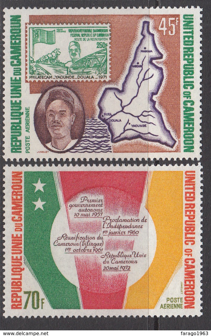 1973 Central African Republic 1st Anniv Of United Cameroun Set Of 2 MNH - Zentralafrik. Republik