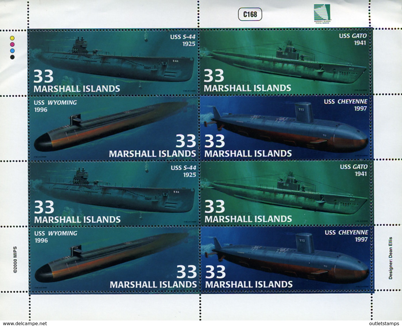 Ref. 338107 * NEW *  - MARSHALL Islands . 2000. SUBMARINES. SUBMARINOS - Marshallinseln