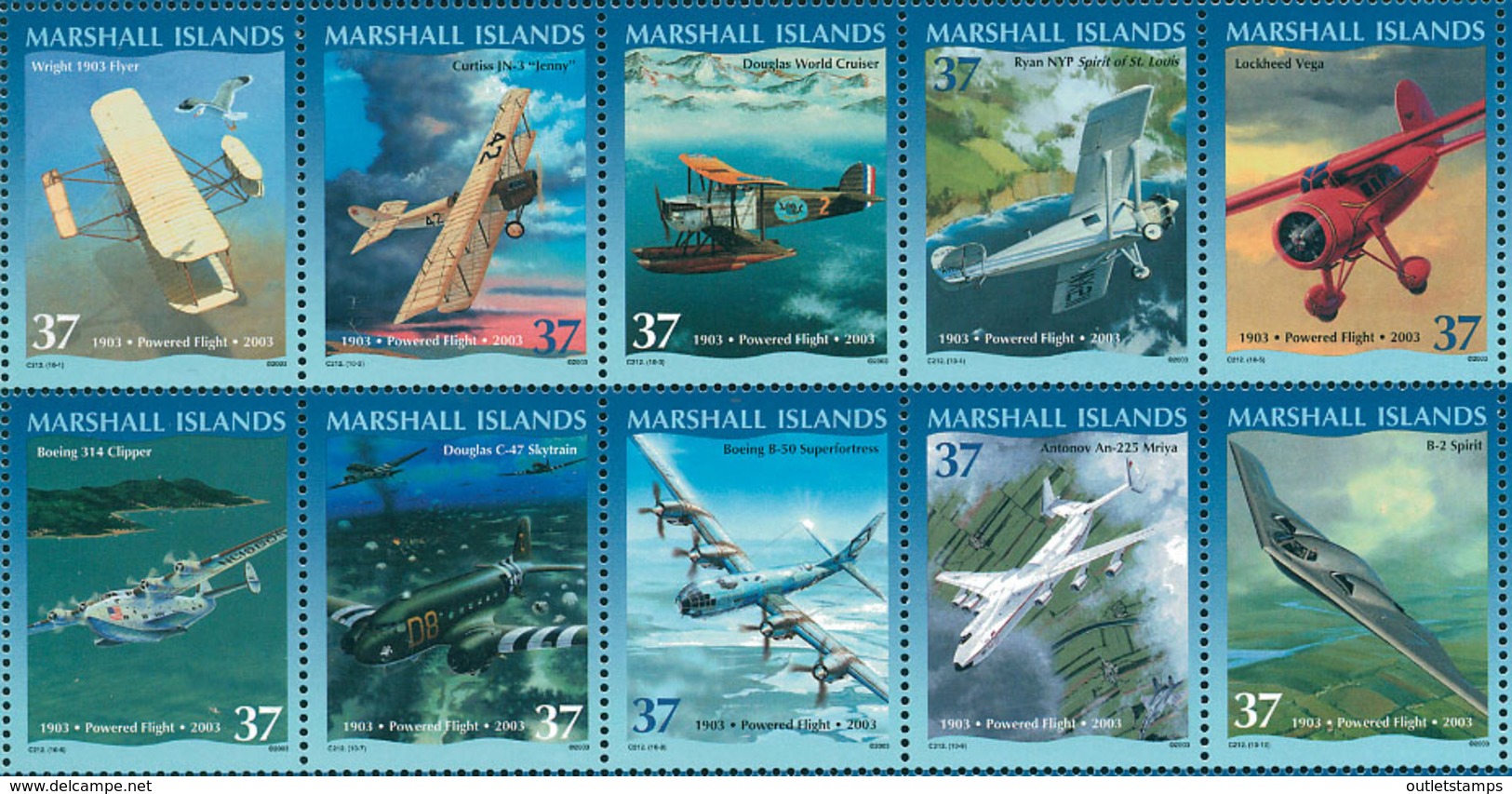Ref. 128074 * NEW *  - MARSHALL Islands . 2003. CENTENARY OF THE AIR FORCES. CENTENARIO DE LA AVIACION - Islas Marshall