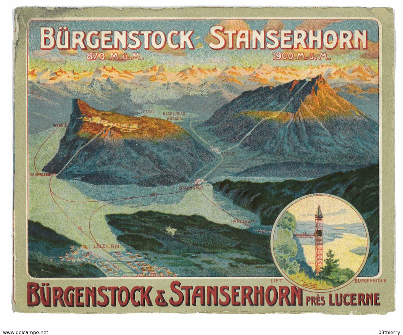 LIVRET DEPLIANT HORAIRES LIGNE SUISSE ENTRE BURGENSTOCK ET STANSERHON BATEAU + FUNICULAIRE - Europe