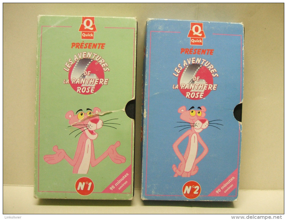 K7 CASSETTE VIDEO VHS Secam - Les AVENTURES De La PANTHERE ROSE N°1 Et 2 - Publicité QUICK - Cartoons