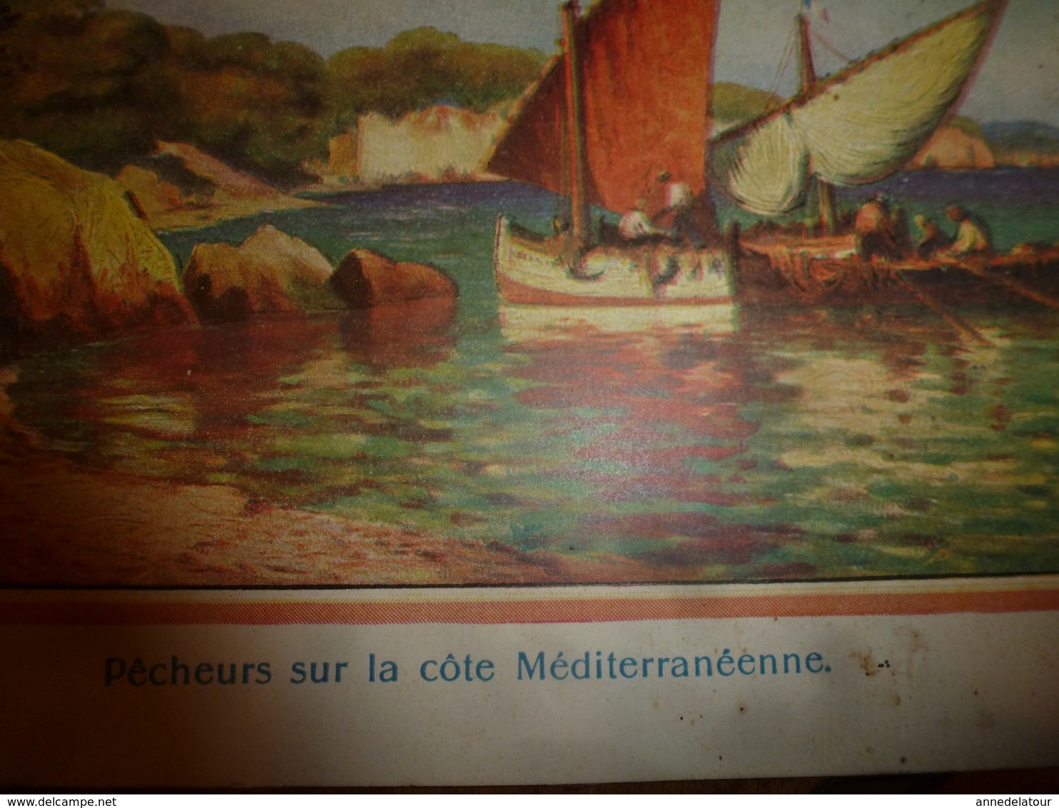 1936  Carton-Calendrier Publicitaire, Tableau ---> PÊCHEURS SUR LA CÔTE MÉDITERRANÉENNE - Autres & Non Classés