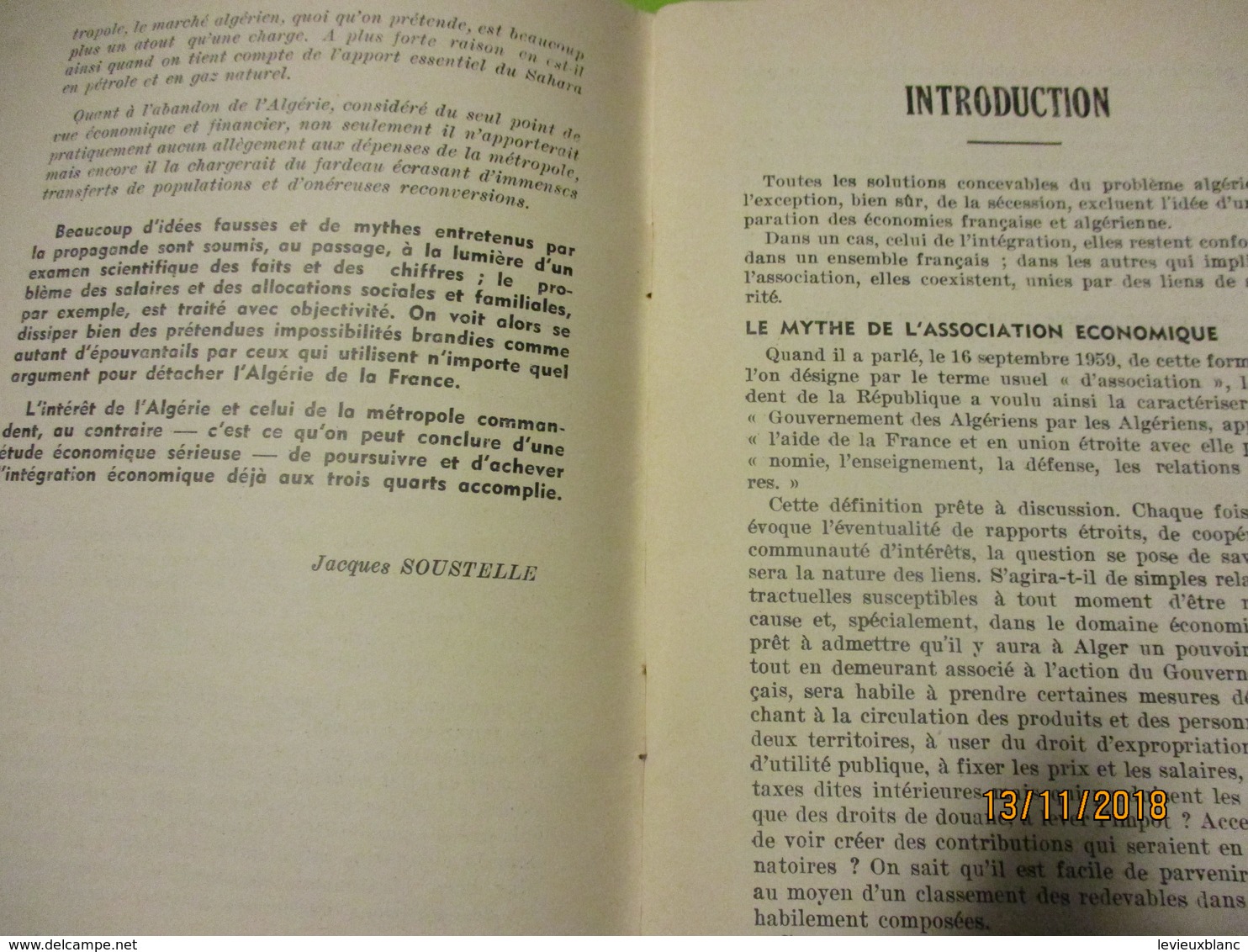 Guerre D'Algérie/Problémes De L'Algerie Et Du Sahara/Où Va L'Economie Algérienne?/El-Djezairi/SOUSTELLE/1960      VPN167 - Autres & Non Classés