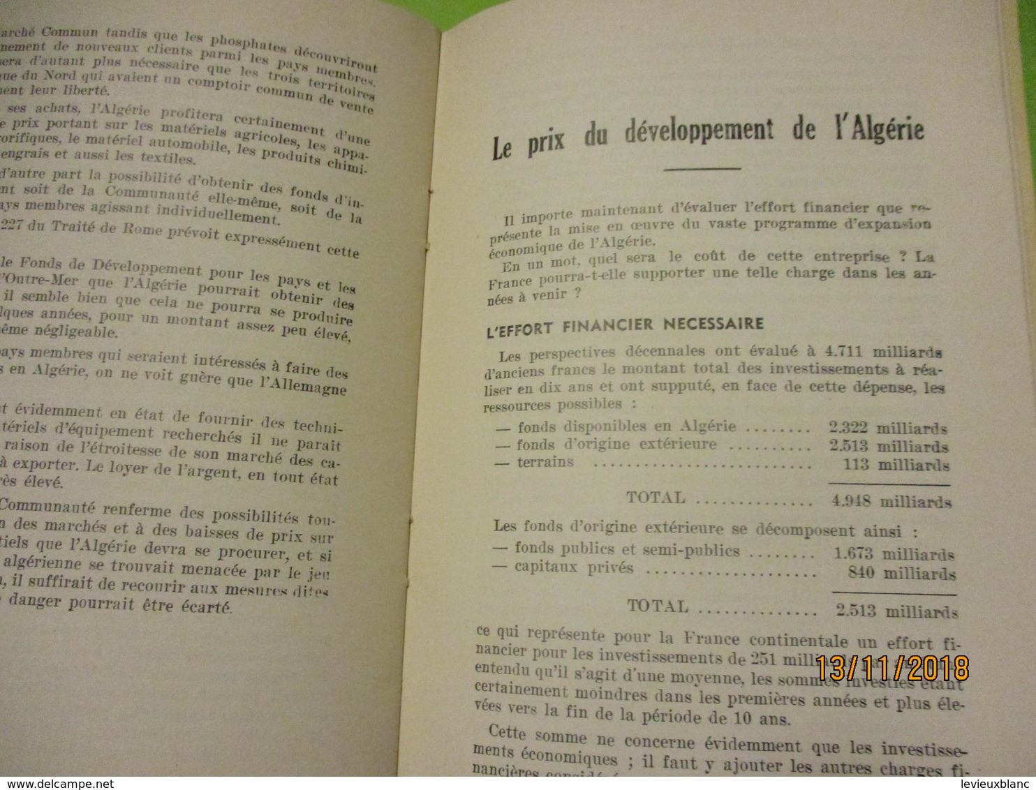 Guerre d'Algérie/Problémes de l'Algerie et du sahara/Où va l'Economie Algérienne?/El-Djezairi/SOUSTELLE/1960      VPN167