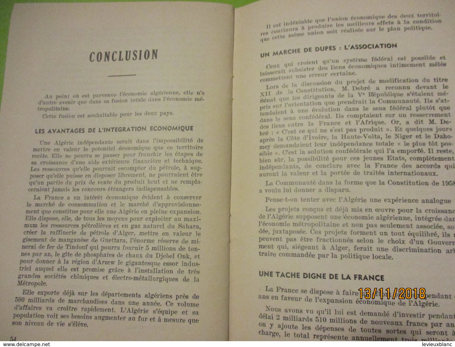 Guerre d'Algérie/Problémes de l'Algerie et du sahara/Où va l'Economie Algérienne?/El-Djezairi/SOUSTELLE/1960      VPN167