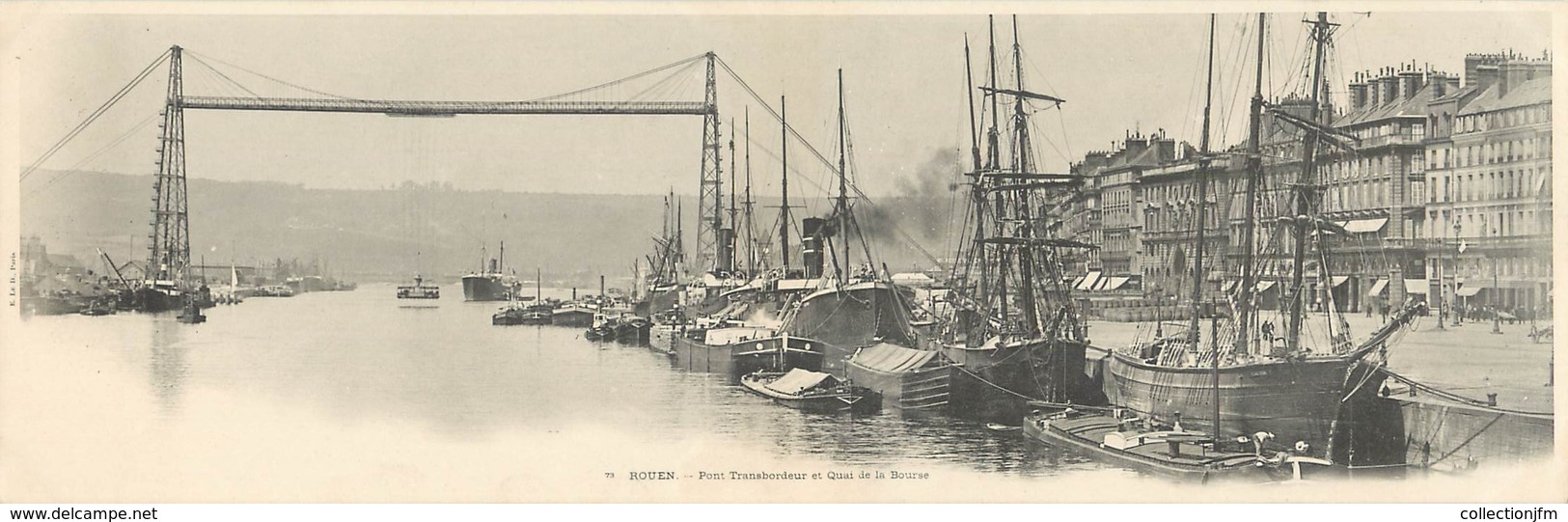 CPA PANORAMIQUE FRANCE 76 "Rouen, Pont Transbordeur Et Quai De La Bourse" - Rouen