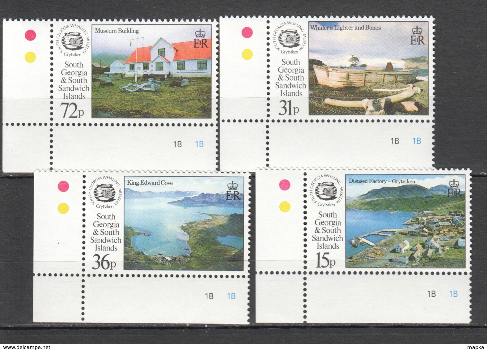 S107 SOUTH GEORGIA WHALING MUSEUM GRYTVIKEN NATURE #211-14 SET MNH - Islands