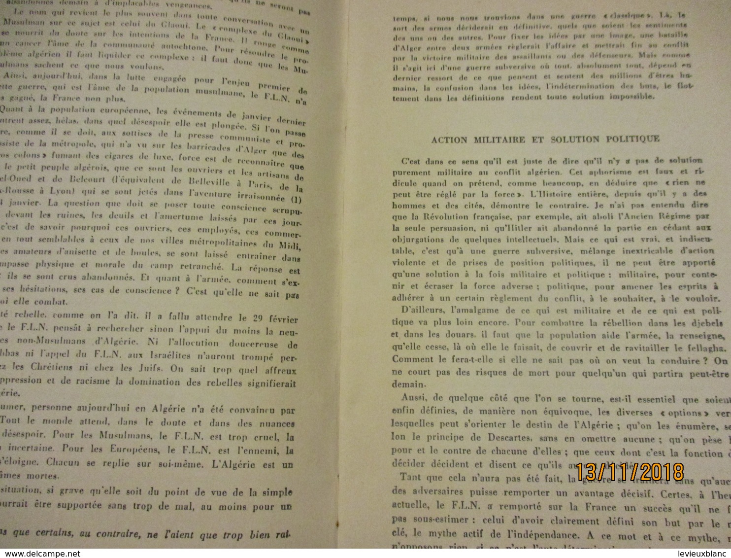 Guerre D'Algérie/Problémes De L'Algerie Et Du Sahara/Algérie Le Chemin De La Paix/Jacques SOUSTELLE/1960      VPN168 - Autres & Non Classés