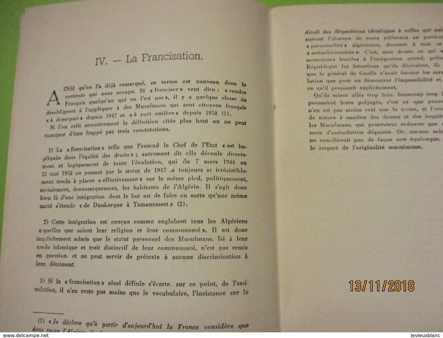 Guerre d'Algérie/Problémes de l'Algerie et du sahara/Algérie le Chemin de la Paix/Jacques SOUSTELLE/1960      VPN168