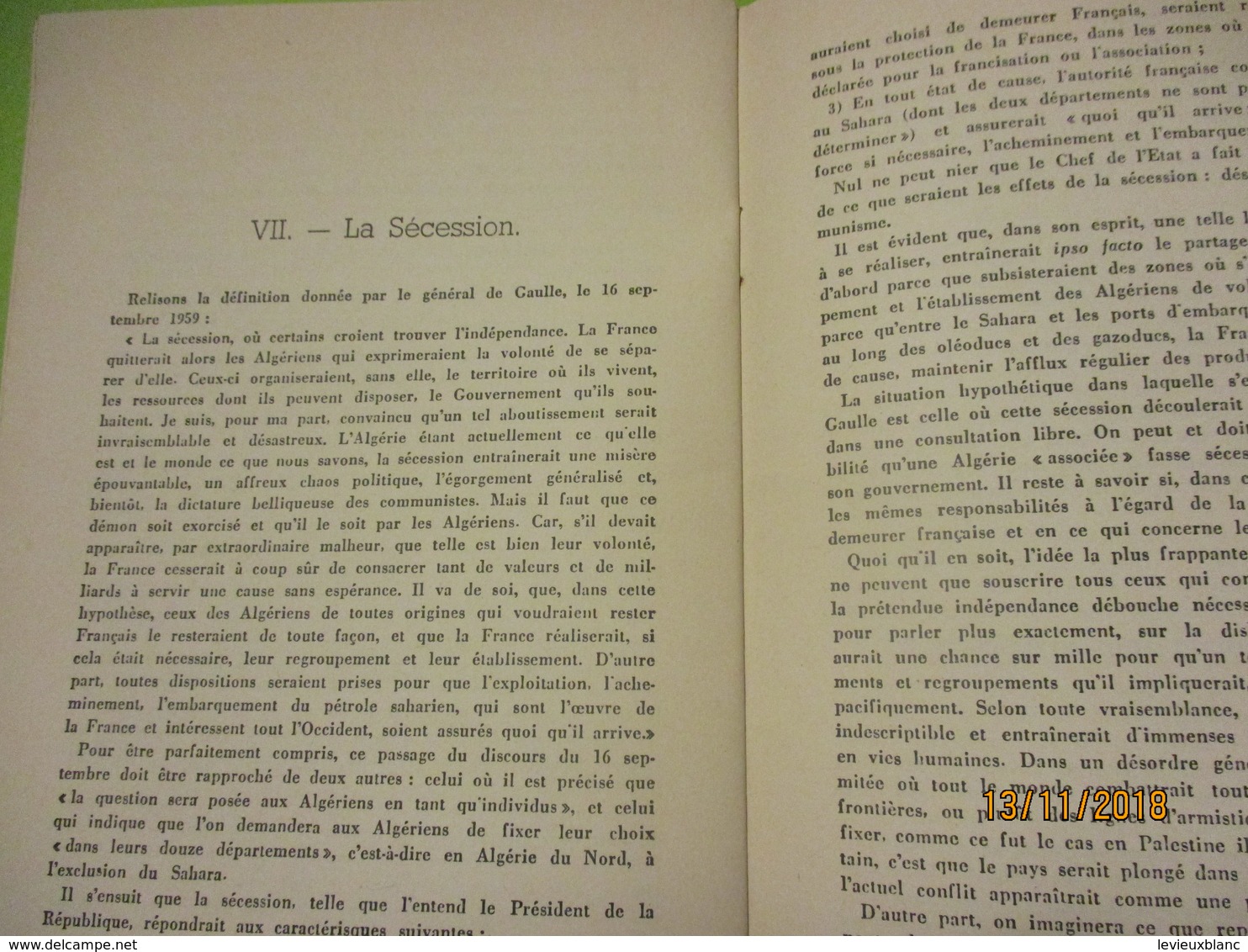 Guerre d'Algérie/Problémes de l'Algerie et du sahara/Algérie le Chemin de la Paix/Jacques SOUSTELLE/1960      VPN168