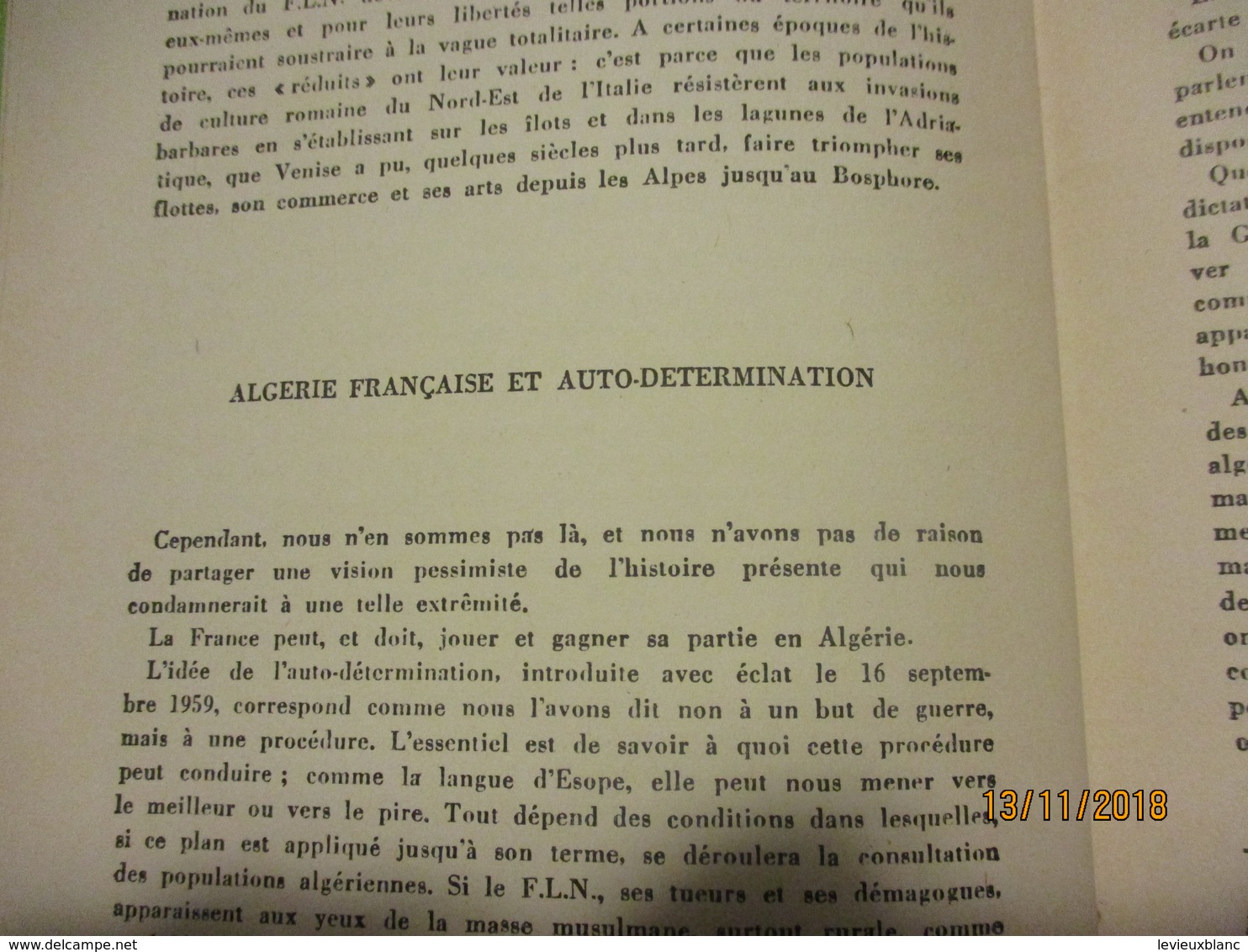 Guerre d'Algérie/Problémes de l'Algerie et du sahara/Algérie le Chemin de la Paix/Jacques SOUSTELLE/1960      VPN168