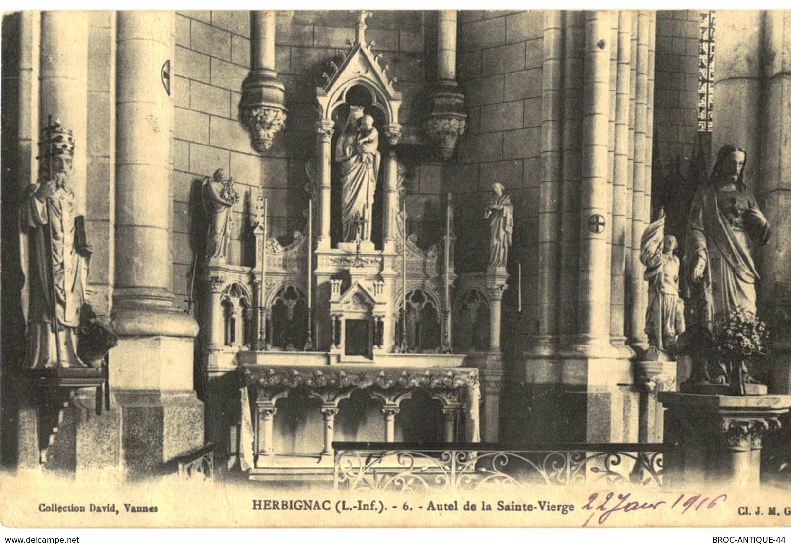 CPA N°23751 - LOT DE 4 CARTES D' HERBIGNAC - EGLISE + AUTEL DE LA SAINTE VIERGE - Herbignac