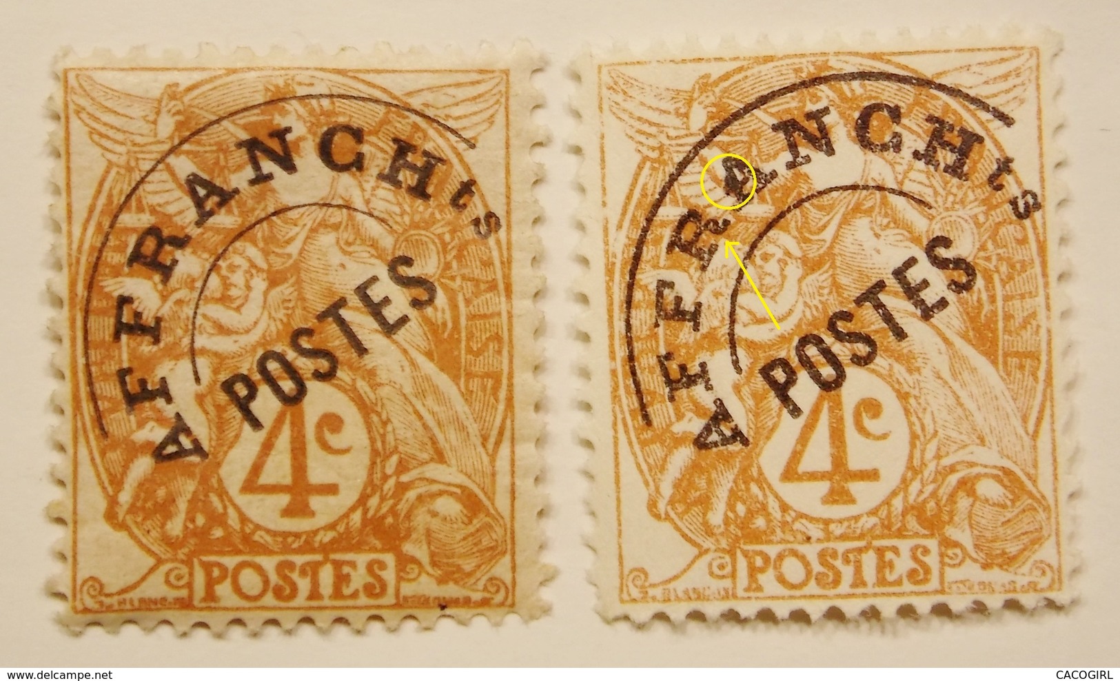 1924 France Type Blanc Préoblitéré Yt:FR PR40, Mi:FR 89V Variété Bourlet A Et Queue Sur Le R - 1893-1947