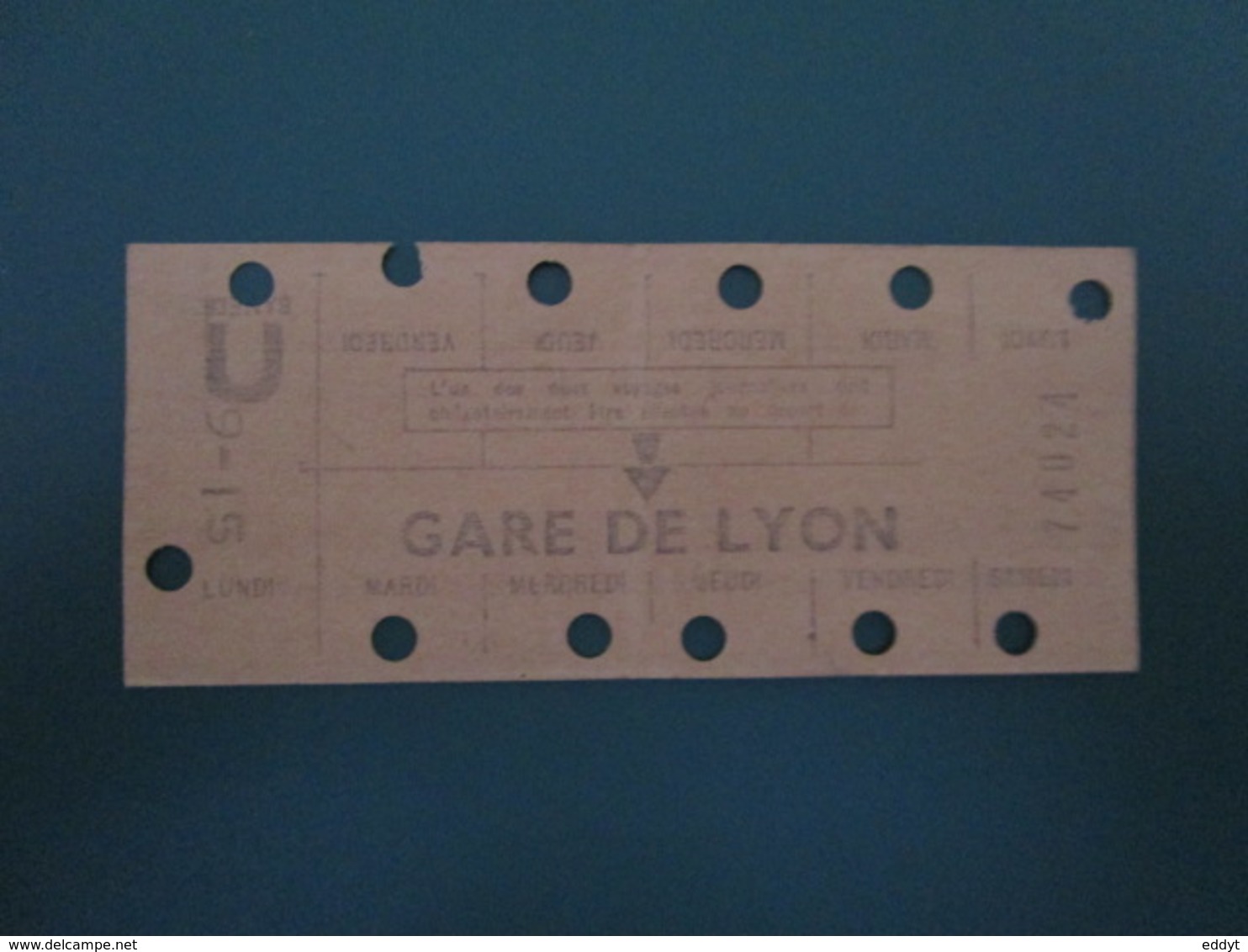 ANCIEN TICKET Carte RATP Métro Gare De LYON  Hebdomadaire De Travail - PARIS - BE - Europa