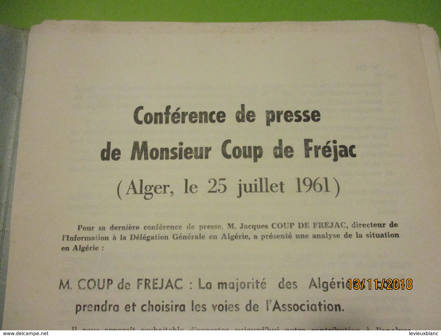 Guerre D'Algérie/La Semaine En Algérie Du 20 Au 26 Juillet 1961/Délégation Générale En Algérie/ N°135/ 1961      VPN170 - Autres & Non Classés