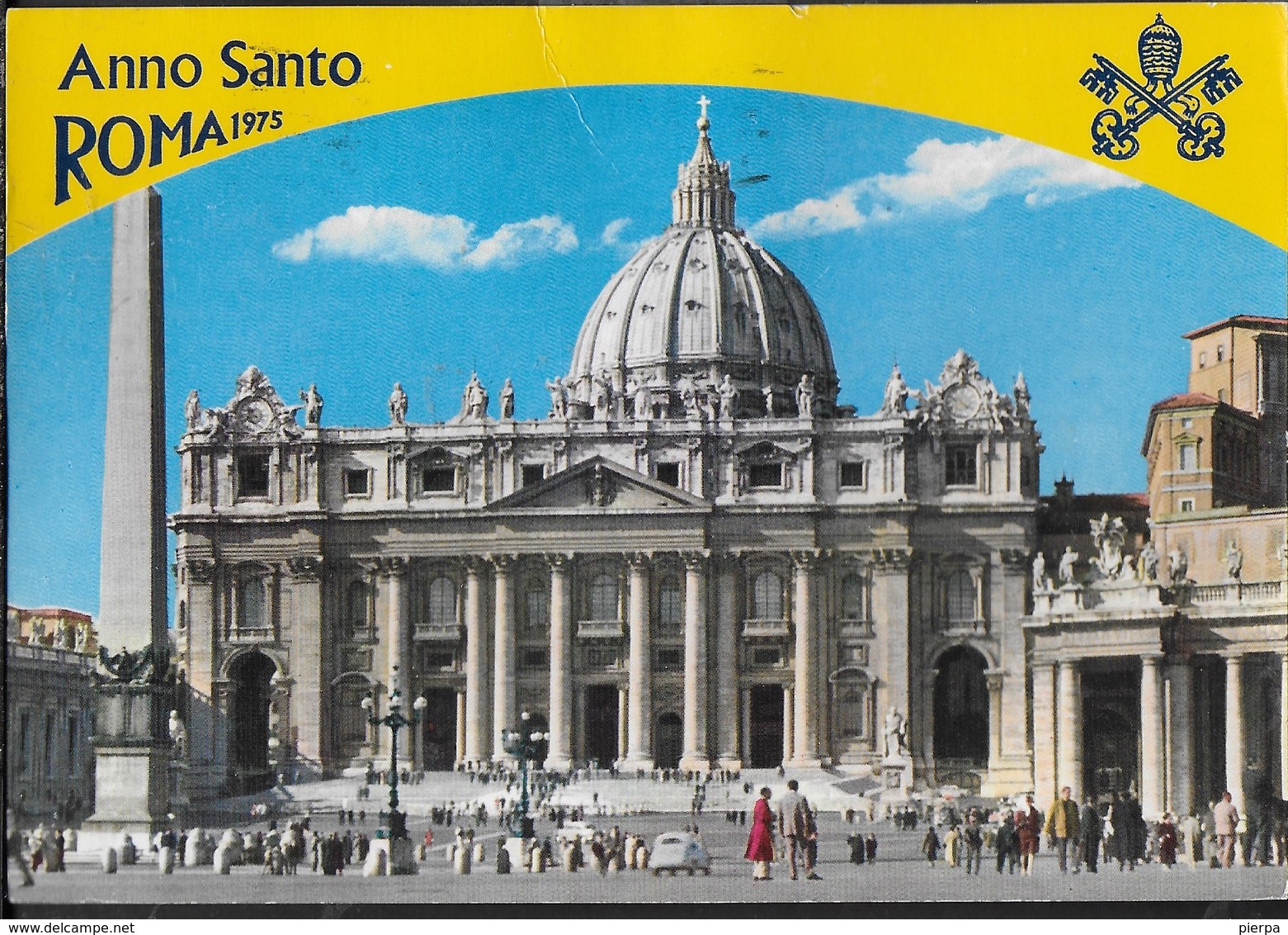 VATICANO BASILICA S.PIETRO - ANNO SANTO 1975 - VIAGGIATA 1975 FRANCOBOLLO ASPORTATO - Vatican