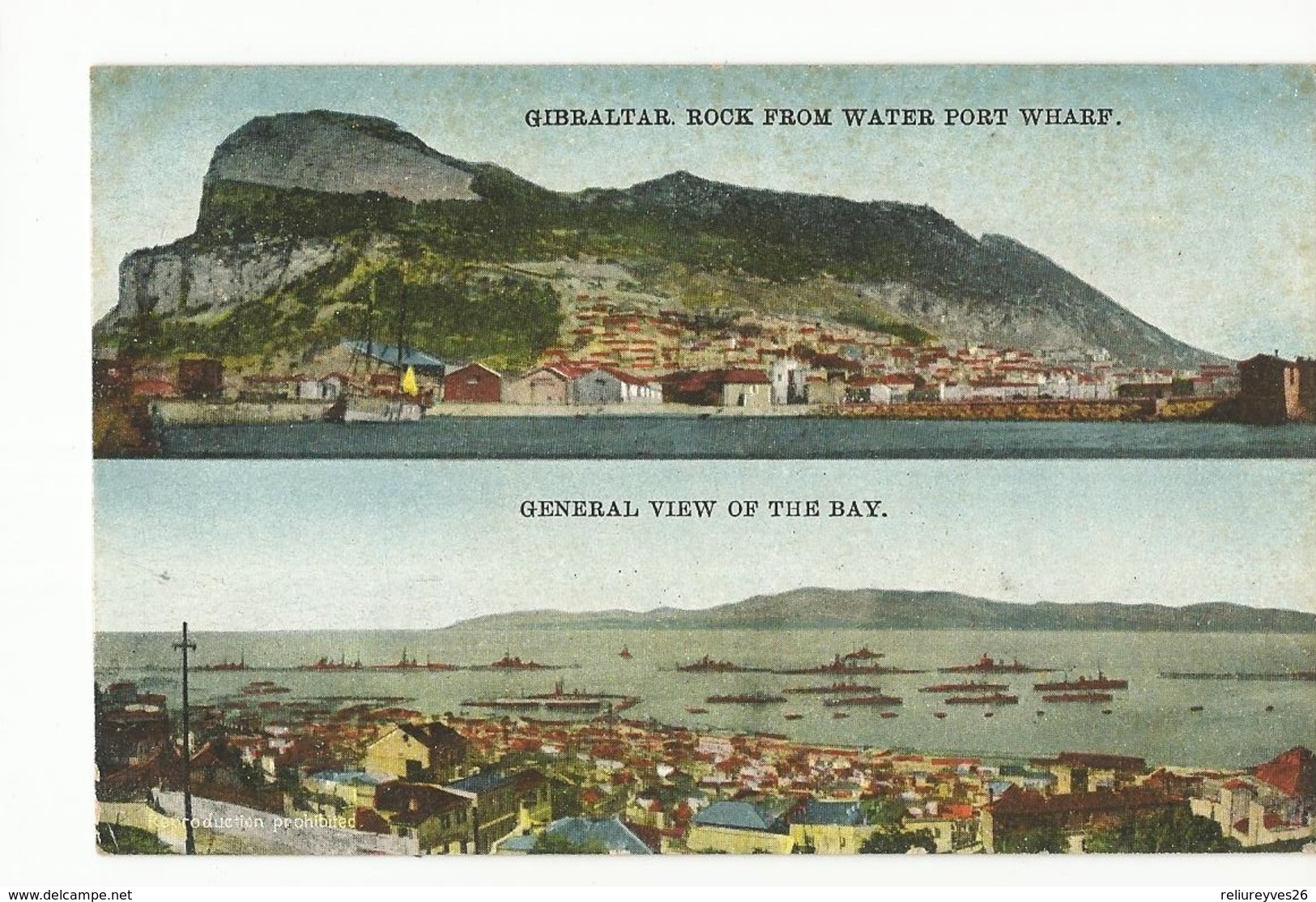 CPA, Gibraltar , Rock From Water Port Wharf - General View Of The Bay  Ed. V. B. - Gibilterra