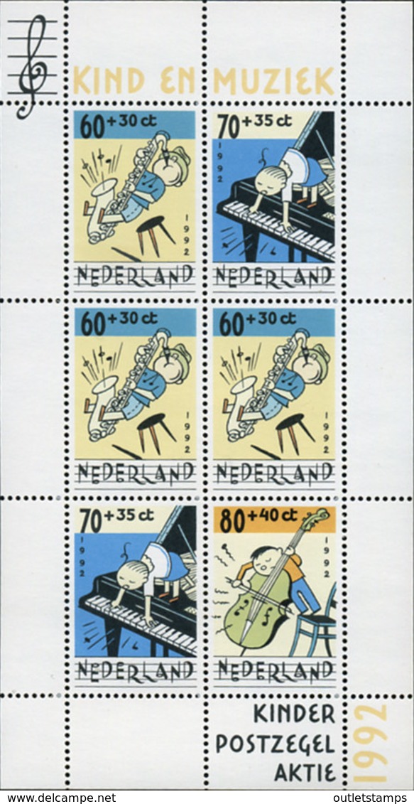 Ref. 353435 * NEW *  - NETHERLANDS . 1992. CHILD WELFARE. CHILDREN AND MUSIC. PRO INFANCIA. EL NI�O Y LA MUSICA - Unused Stamps
