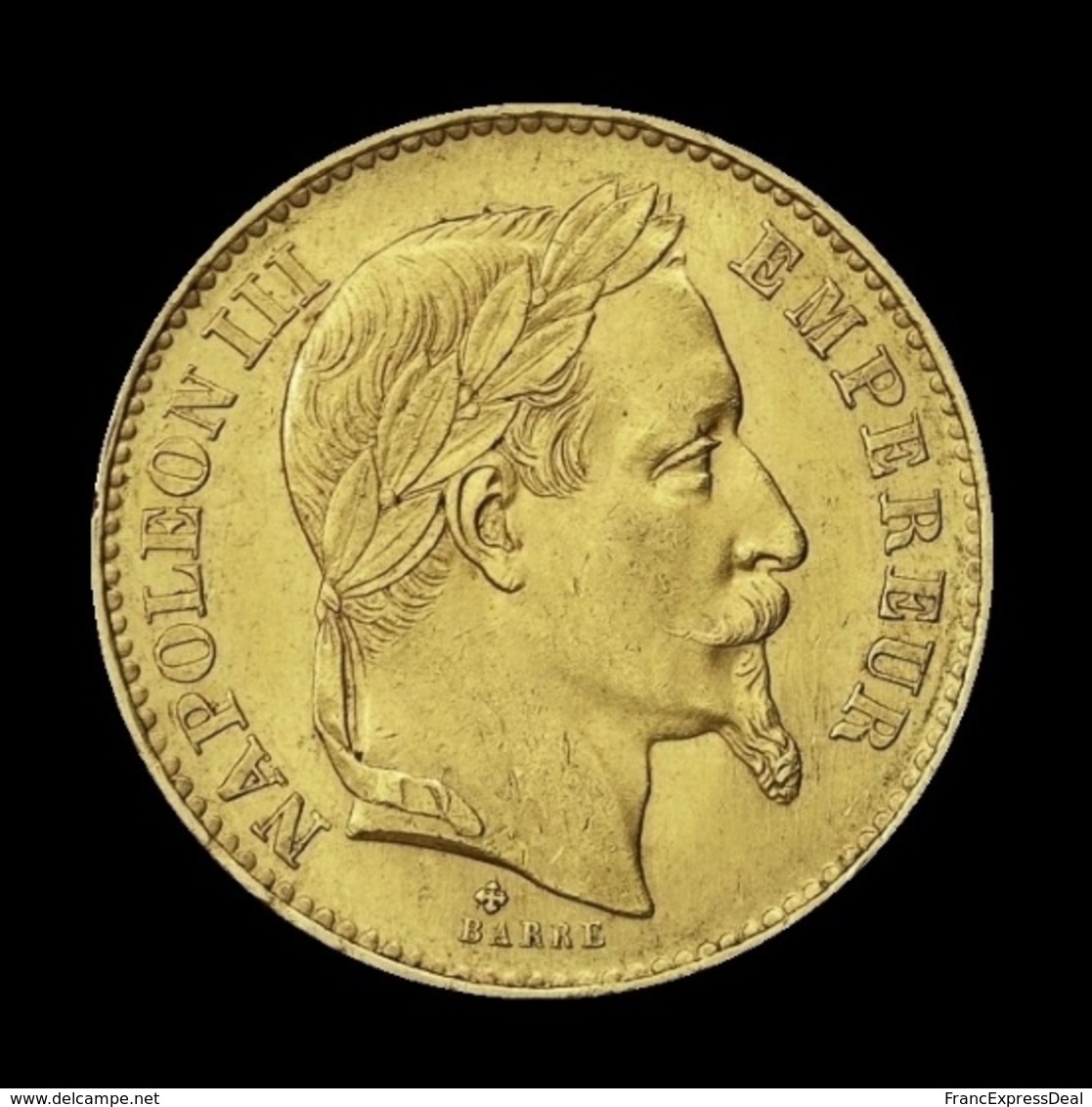 COPIE - 1 Pièce Plaquée OR Sous Capsule ! ( GOLD Plated Coin ) - 20 Francs Napoléon Tête Laurée 1870 BB - Autres & Non Classés