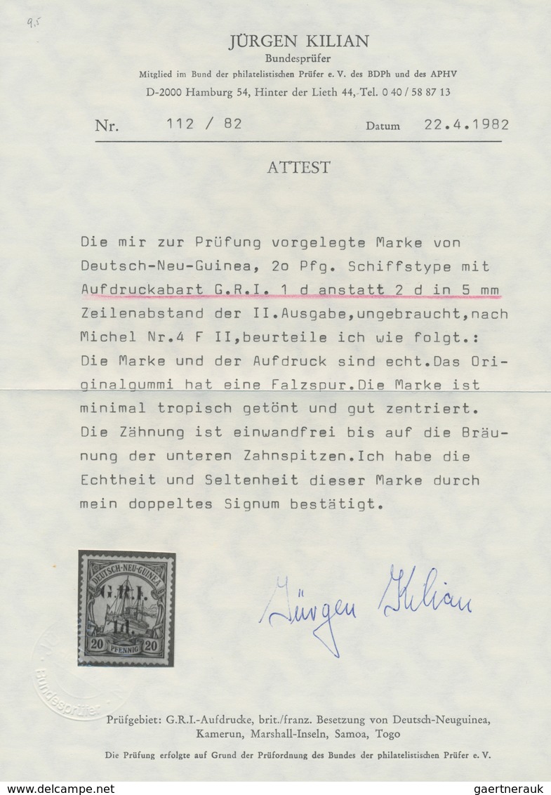 Deutsch-Neuguinea - Britische Besetzung: 1914: AUFDRUCKFEHLER 1d. Statt 2 D. Auf 20 Pf. Violettultra - Nuova Guinea Tedesca