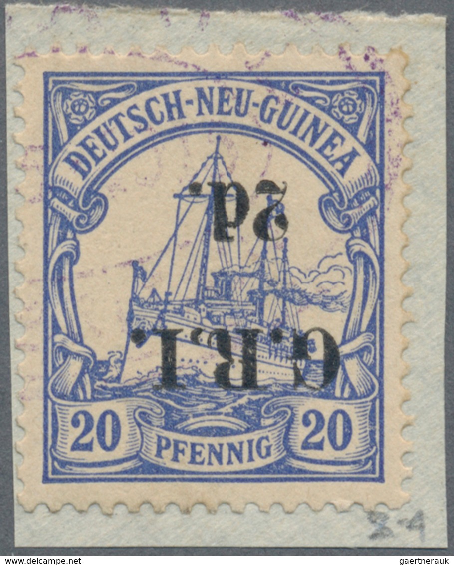 Deutsch-Neuguinea - Britische Besetzung: 1914: 2 D. Auf 20 Pf. Violettultramarin, KOPFSTEHENDER AUFD - Nuova Guinea Tedesca