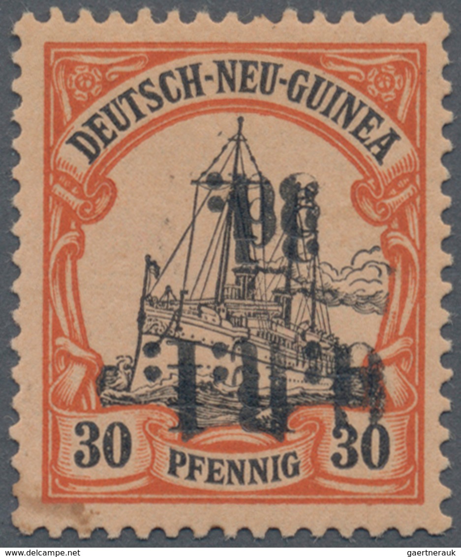 Deutsch-Neuguinea - Britische Besetzung: 1914: 3 D. Auf 30 Pf. Orange/schwarz Auf Gelblichorange, DO - Nuova Guinea Tedesca