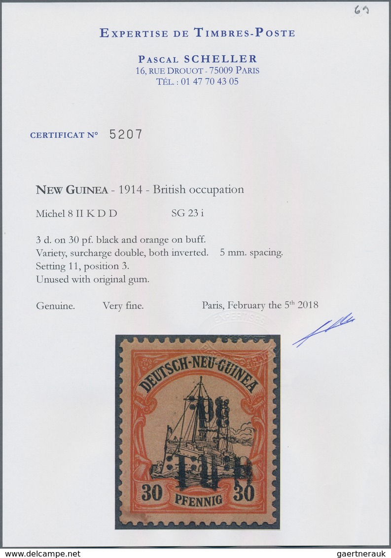 Deutsch-Neuguinea - Britische Besetzung: 1914: 3 D. Auf 30 Pf. Orange/schwarz Auf Gelblichorange, DO - Nuova Guinea Tedesca